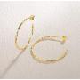FANCIME Yellow Gold Plated 925 Sterling Silver Large Big Twisted Open Half Hoop Earrings Dainty Fine Jewelry Gifts for Women, 35 mm