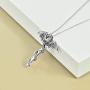 Sterling Silver Dragon Sward Necklace for Men Unisex Vintage Pendant Necklace