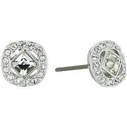 Swarovski Crystal White Angelic Square Rhodium-Plated Earrings