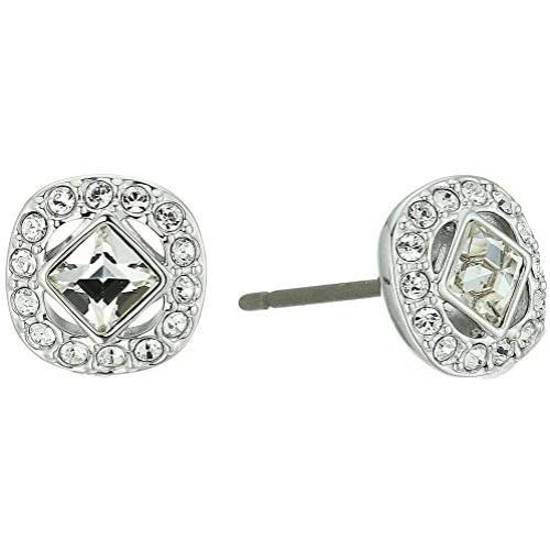 Swarovski Crystal White Angelic Square Rhodium-Plated Earrings