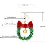 Handmade Christmas Ornament Wreath Earrings,Lightweight Christmas Red Bow Piercing Dangle Earrings,Women/Girls New-Year Gift,Christmas Party Earrings