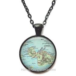 Charming Necklace,Maui Vintage map Necklace, Maui map jewelry, Maui map Pendant, Maui Pendant, Maui Necklace，AO227