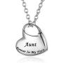 GISUNYE Cremation Urn Necklace for Ashes Urn Jewelry,Forever in My Heart Carved Locket Stainless Steel Keepsake Waterproof Memorial Pendant for mom & dad with Filling Kit (Aunt)…