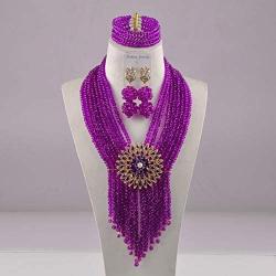 aczuv 8 Rows Costume African Beads Nigerian Necklace Bridal Wedding Jewelry Sets for Women …