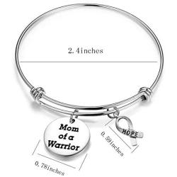 Mom of a Warrior Bracelet Inspirational Cancer Awareness Motivation Gifts