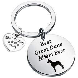 FUSTMW Great Dane Lover Gifts Best Great Dane Mom Ever Keychain Great Dane Mom Gifts for Dog Owners