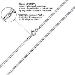 Savlano 925 Sterling Silver 1.5mm Italian Solid Figaro Link Chain Necklace Comes Gift Box for Men & Women - Made in Italy
