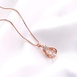 NEIQII Necklaces for Women, Teardrop-Shaped Necklace Pendant, Rose Gold Plated Womens Necklaces, 3A Cubic Zirconia Pendants for Womens Jewelry Gift