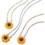 NICEMOVIC Sunflower Pendant Necklace Pearl Clavicular Chain Choker Fashion Jewelry Accessories for Women and Girls (Rose gold)