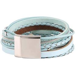 HZMAN Handmade Tree Of Life Natural pearl Leather Cuff Bracelet Magnetic Multi Strand Wrap Bracelet Bohemian Jewelry For Women, Wife, Sister