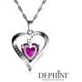 DEPHINI - Pink Heart Necklace - 925 Silver Heart Pendant with White CZ & Pink Birthstone Embellished with Branded Crystal for Women, 18'' Sterling Silver Chain + Jewellery Box, Gifts for Women