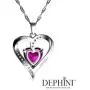 DEPHINI - Pink Heart Necklace - 925 Silver Heart Pendant with White CZ & Pink Birthstone Embellished with Branded Crystal for Women, 18'' Sterling Silver Chain + Jewellery Box, Gifts for Women