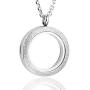 Zysta Silver Round Locket Pendant Necklace 30mm Glossy Stainless Steel Clear Glass Living Memory Floating Charms Stone Storage