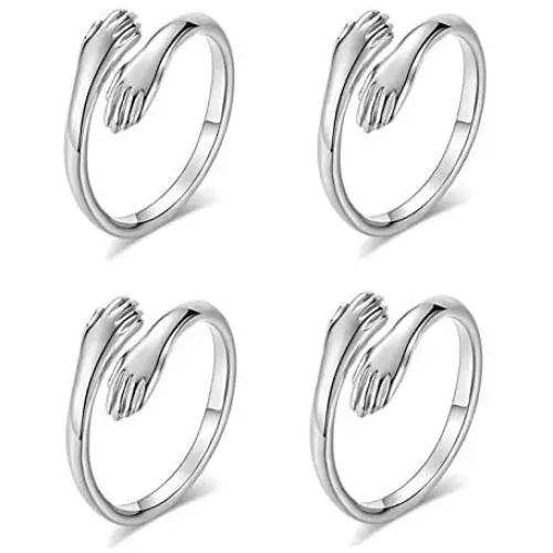 4 Pcs Adjustable Hands Embrace Open Rings Hugging Hands Rings Romantic Couple Hug Rings Vintage Charming Statement Ring Lover Wedding Ring Band Valentines Day Jewelry 4 Pcs Adjustable Hands Embrace Open Rings Hugging Hands Rings Romantic Couple Hug Rings Vintage Charming Statement Ring Lover Wedding Ring Band Valentines Day Jewelry