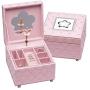 Girls Luxury Pink Music Jewelry Box with Ballerina and Little Girls Sterling Silver Heart Necklace