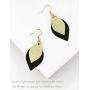missaqua Leather Earrings Layered Metallic Genuine Leather Leaf Dangle Drop Earrings for Women