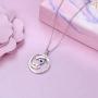 DAOSHANG 925 Sterling Silver 2 Stars Friendship Sister Round Pendant Necklace for Women, Best Friend Jewelry