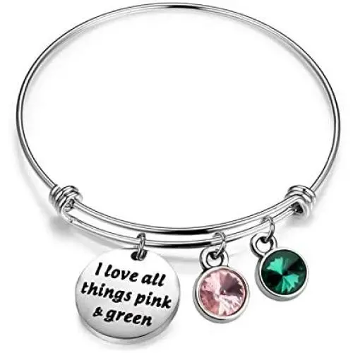 BAUNA Sorority Bracelet I Love All Things Pink and Green Paraphernalia Gift BAUNA Sorority Bracelet I Love All Things Pink and Green Paraphernalia Gift