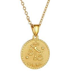 GOLDCHIC JEWELRY Personalized Zodiac Coin Necklace, Coin Pendant, Horoscope Astrology Necklace, Gold Medallion Zodiac Necklace