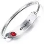 VNOX Epilepsy Bracelet Stainless Steel Medical Alert ID Bangle Bracelet 7.5''