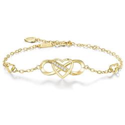 Women 925 Sterling Silver Infinity Bracelet – Billie Bijoux “Forever Love” Infinity Heart White Gold Plated Diamond Adjustable Bracelet Best Gift for Women Girls Valentines Day Mothers Day