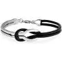 Infinity Love Knot Bangle Bracelet for Women for Girlfriend Two Tone Black Genuine Leather Silver Tone Stainless Steel Infinity Love Knot Bangle Bracelet for Women for Girlfriend Two Tone Black Genuine Leather Silver Tone Stainless Steel
