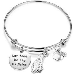SEIRAA Dietitian Bangle Nutritionist Jewelry Let Food Be Thy Medicine Charm Bracelet Dietician Gift for Women (Dietitian Bangle)
