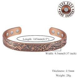 Feraco Copper Bracelets for Men Women Magnetic Therapy Bracelet for Arthritis Pain Relief Vintage Dragon Phoenix 99.9% Solid Copper Cuff Bangle