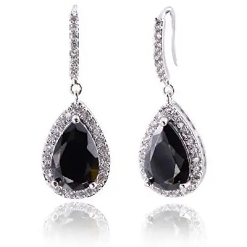 CZ Teardrop Earrings for Wedding - Sterling Silver Cubic Zirconia Crystal Rhinestone Drop Earrings Womens Bridal Jewelry for Bride Bridesmaids Mother of Bride Gift Party Prom Pageant Earring for Girls CZ Teardrop Earrings for Wedding - Sterling Silver Cubic Zirconia Crystal Rhinestone Drop Earrings Womens Bridal Jewelry for Bride Bridesmaids Mother of Bride Gift Party Prom Pageant Earring for Girls