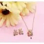 Gold Plated Cute CZ Teddy Bear Pendant Necklace and Earrings Jewelry Set for Girls Gift