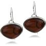 Sterling Silver Red Dark Amber Jewelry Set Earrings Necklace Chain 18 Inches