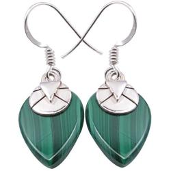 SilverStarJewel 925 Solid Silver Drop Malachite tcw 12.0 Earrings 1.4'' New Jewelry