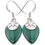 SilverStarJewel 925 Solid Silver Drop Malachite tcw 12.0 Earrings 1.4'' New Jewelry
