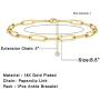 IEFSHINY Gold Paperclip Link Chain Necklace Bracelet Anklet, 14K Gold Plated Dainty Oval Link Chain Necklace Bracelet Anklet Paperclip Chain Gold Jewelry for Women Girls