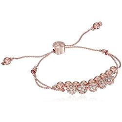 GUESS Womens Double Row Round Bead and Fireball Slider Bracelet