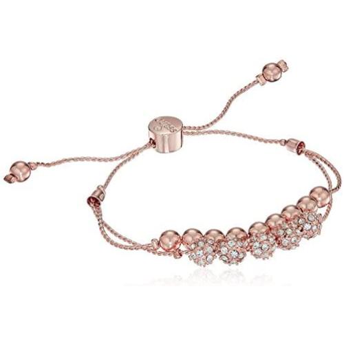GUESS Womens Double Row Round Bead and Fireball Slider Bracelet