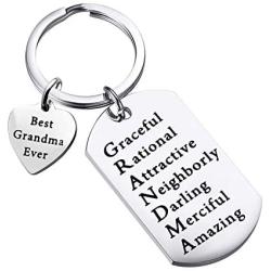 WSNANG Grandma Gift Best Grandma Ever Keychain Family Jewelry Grandma Birthday Gift Grandma to Be Gift