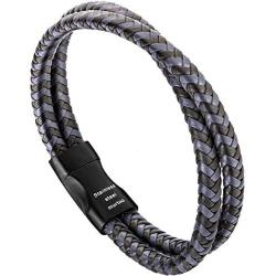 murtoo Mens Bracelet Leather Braided, Brown and Black Leather Bracelet for Men