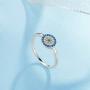 TONGZHE Dia.8mm Round Blue Evil Eye Band Ring in Sterling Silver 925 with Cubic Zirconia Size 6-8