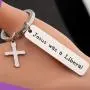 Zuo Bao Religious Christian Gift Jesus Cross Jewelry Jesus was A Liberal Keyring Christian Atheist Religious Liberal Democrat Church