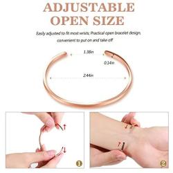 Lolalet 2 Pack Oval Thin Cuff Bracelet, Christmas Gift for Girlfriend Wife Mom, 18K Rose Gold/Gold Plated Couples Love Bracelets, Plain Polished Finish Bangle Jewelry Gift for Men Women