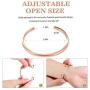 Lolalet 2 Pack Oval Thin Cuff Bracelet, Christmas Gift for Girlfriend Wife Mom, 18K Rose Gold/Gold Plated Couples Love Bracelets, Plain Polished Finish Bangle Jewelry Gift for Men Women