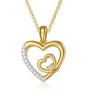 DUGISOWE 10K 14K 18K Yellow Gold Love Heart Pendant Necklace for Women, Solid Gold Moissanite Heart Necklace Jewelry Gift for Mothers Day/Valentines Day