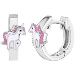 925 Sterling Silver Pink White Unicorn Jewelry Set Earrings Necklace Girls 16