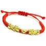 Feng Shui The Best Red String Bracelet with Double Pi Xiu/Pi Yao and Golden Wealth Ingots Bracelet Jewelry Attract Wealth and Good Luck
