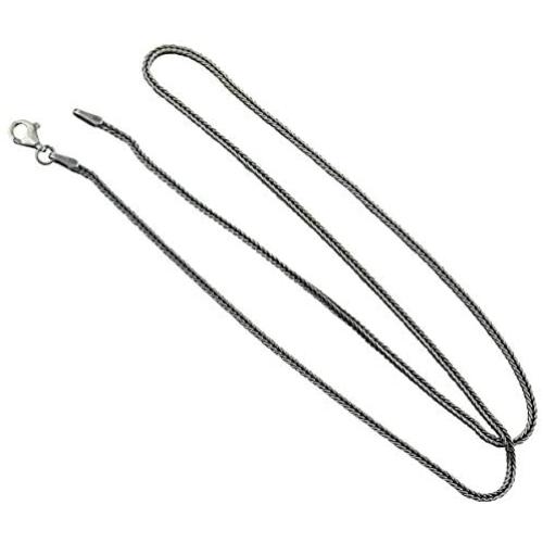 FashionJunkie4Life Sterling Silver 1.5mm Square Foxtail Chain Necklace w/Antique Finish - 16, 18, 20, 24, 30''