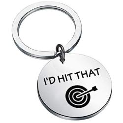 CENWA Darts Gifts Dart Player Jewelry I’d Hit That Keychain Darts Game Lovers Gift Gamer Gift