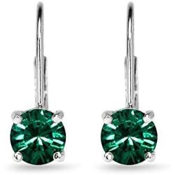 Sterling Silver 6mm Round-cut Classic Leverback Earrings Made with Swarovski Crystals