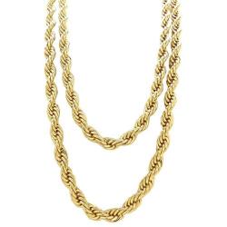 Fashion 21 Hip Hop 80 Unisex Rappers 8, 10, 12mm Hollow Rope Chain Necklace in Gold, Silver Tone