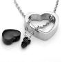 HQ Personalized Engraving Custom Stainless Steel Double Heart Black Pendant Cremation Urn Necklace for Ashes Keepsake Memorial